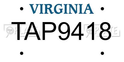 TAP9418 Virginia License Plate