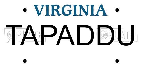 TAPADDU Virginia License Plate