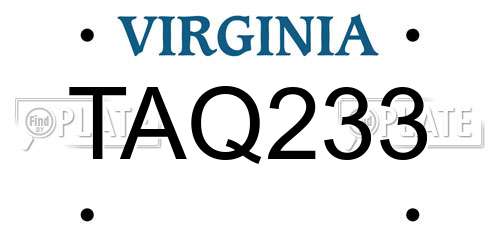 TAQ233 Virginia License Plate