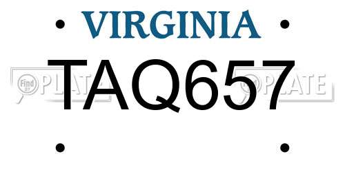 TAQ657 Virginia License Plate
