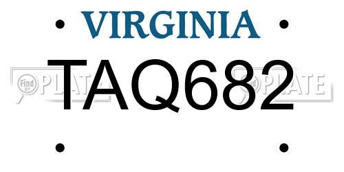 TAQ682 Virginia License Plate
