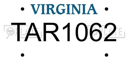 TAR1062 Virginia License Plate