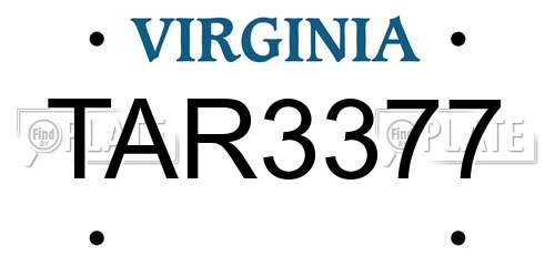 TAR3377 Virginia License Plate
