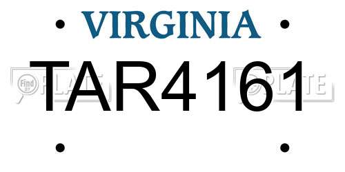 TAR4161 Virginia License Plate