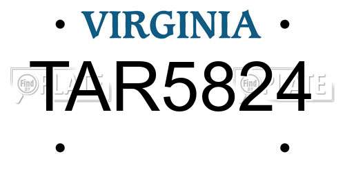 TAR5824 Virginia License Plate