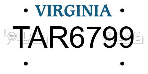 TAR6799 Virginia License Plate