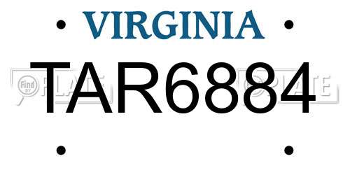 TAR6884 Virginia License Plate