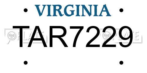 TAR7229 Virginia License Plate