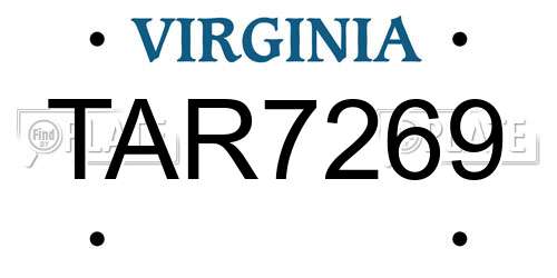 TAR7269 Virginia License Plate