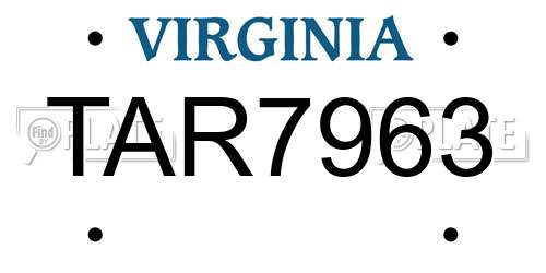 TAR7963 Virginia License Plate