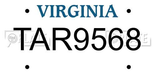 TAR9568 Virginia License Plate