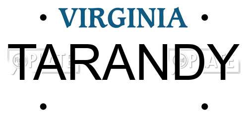 TARANDY Virginia License Plate