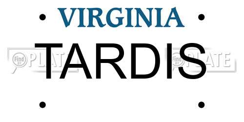 TARDIS Virginia License Plate