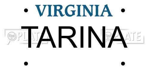 TARINA Virginia License Plate