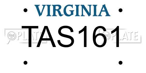 TAS161 Virginia License Plate