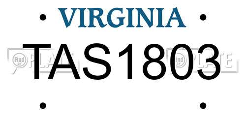 TAS1803 Virginia License Plate