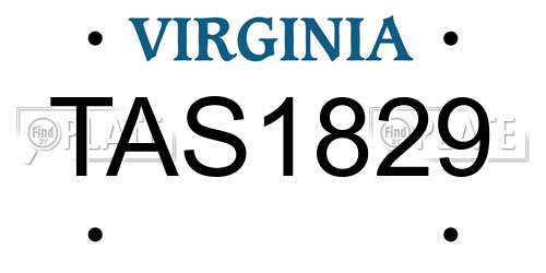 TAS1829 Virginia License Plate