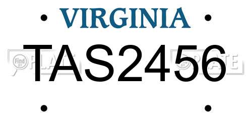 TAS2456 Virginia License Plate