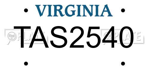 TAS2540 Virginia License Plate