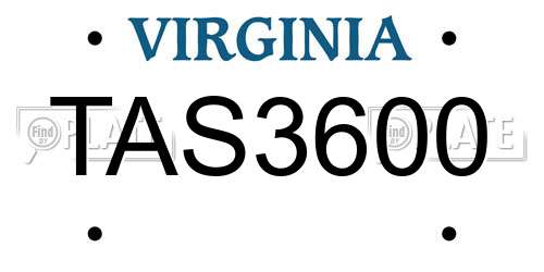 TAS3600 Virginia License Plate