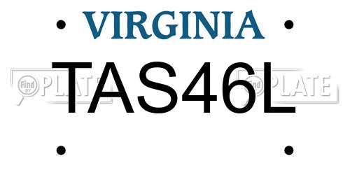 TAS46L Virginia License Plate