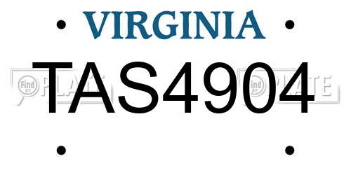 TAS4904 Virginia License Plate
