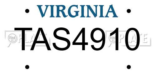 TAS4910 Virginia License Plate