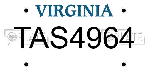 TAS4964 Virginia License Plate