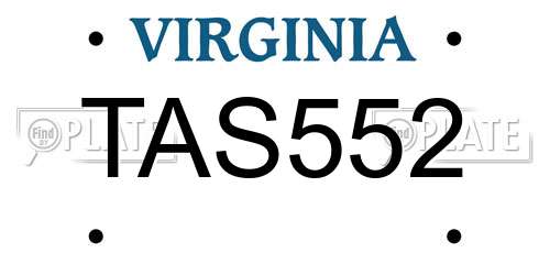 TAS552 Virginia License Plate