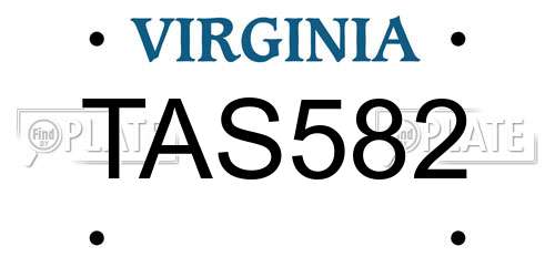 TAS582 Virginia License Plate