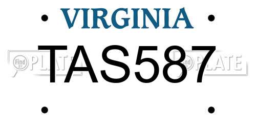 TAS587 Virginia License Plate