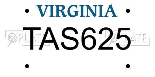 TAS625 Virginia License Plate