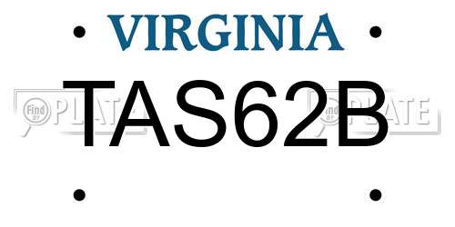 TAS62B Virginia License Plate