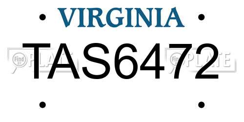 TAS6472 Virginia License Plate