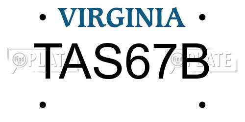 TAS67B Virginia License Plate