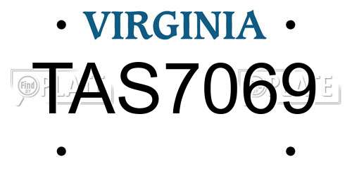 TAS7069 Virginia License Plate