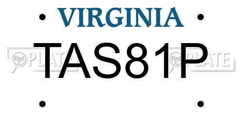 TAS81P Virginia License Plate