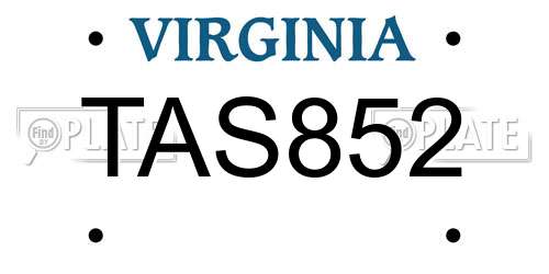 TAS852 Virginia License Plate