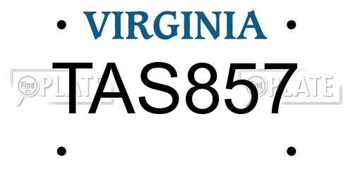 TAS857 Virginia License Plate
