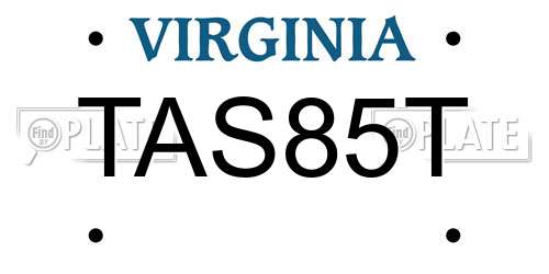 TAS85T Virginia License Plate