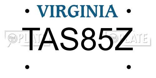 TAS85Z Virginia License Plate