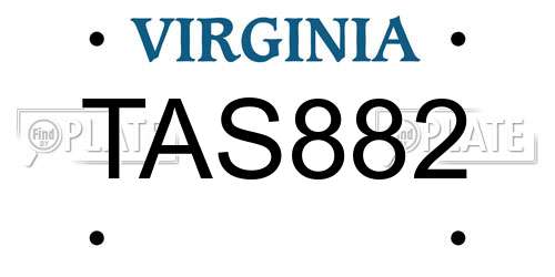 TAS882 Virginia License Plate