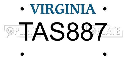TAS887 Virginia License Plate