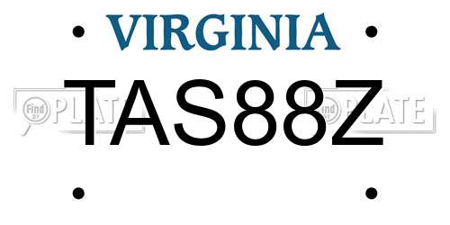 TAS88Z Virginia License Plate