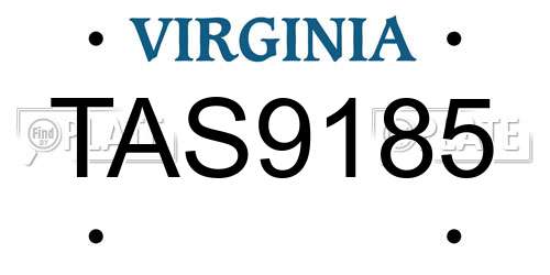TAS9185 Virginia License Plate