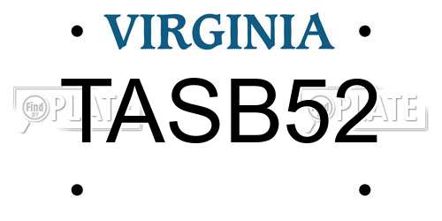 TASB52 Virginia License Plate