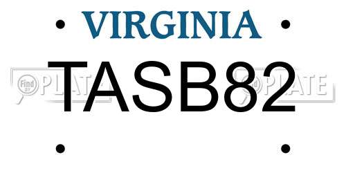 TASB82 Virginia License Plate
