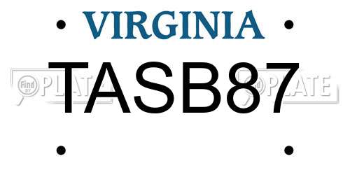 TASB87 Virginia License Plate