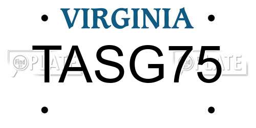 TASG75 Virginia License Plate