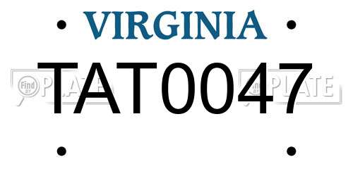 TAT0047 Virginia License Plate